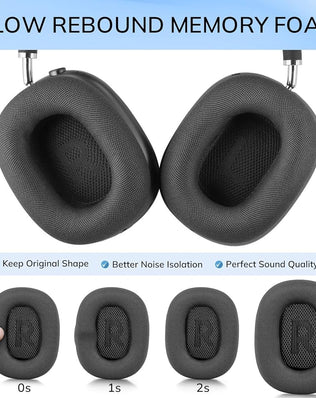 Problems Solved upgraded mesh ear cushions for AirPods Max headphones, showing the soft, breathable replacement earpads.