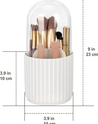 Makeup Brush Holder with Lid, 360 Degree Makeup Brush Organizer Rotating