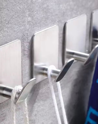 4PCS Stainless Steel Bathroom Robe Hooks Adhesive Wall Hook - Problems Solved