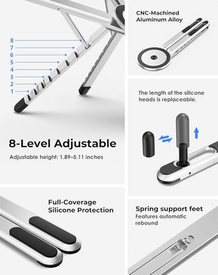 Portable Laptop Stand for Desk, Foldable Adjustable Computer Riser