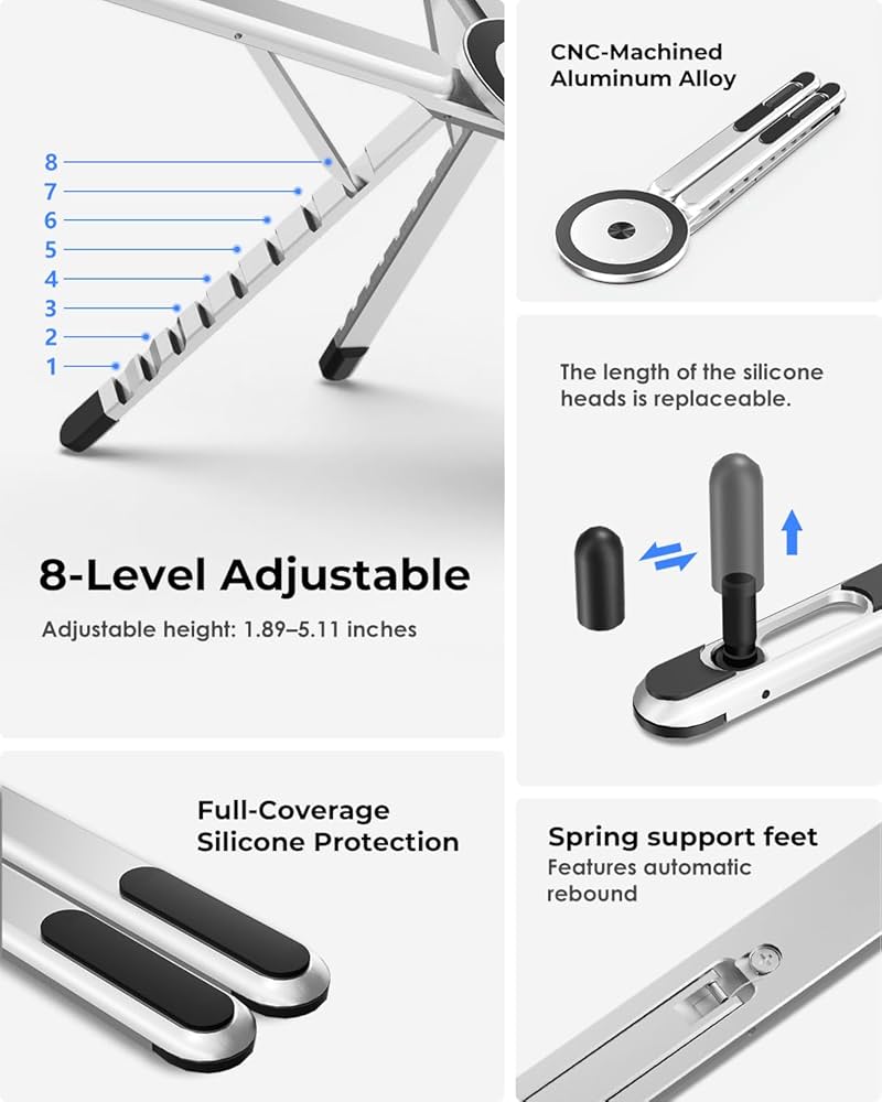 Portable Laptop Stand for Desk, Foldable Adjustable Computer Riser