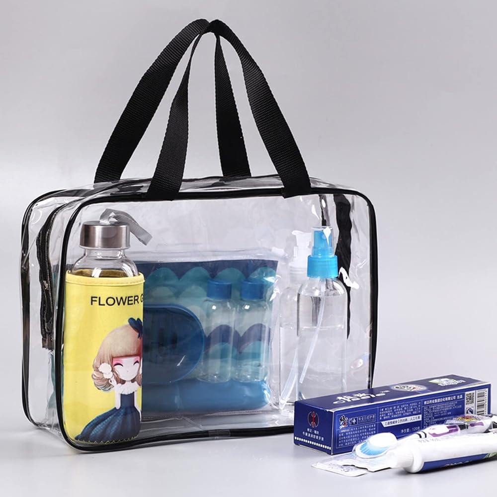 Clear Toiletry Bags, 2 Pcs Large Storage Makeup Bags Waterproof Transparent