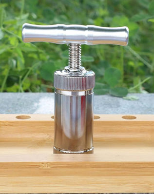 Problems Solved Tool Pollen T Press with T-handle, durable herb press for compacting pollen or herbs.