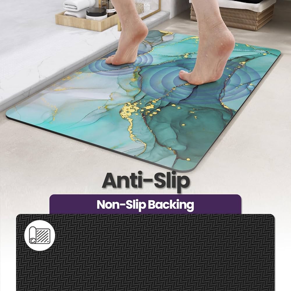 Problems Solved non-slip bath mat, 40x60 cm, super absorbent quick-drying bathroom shower mat with textured surface