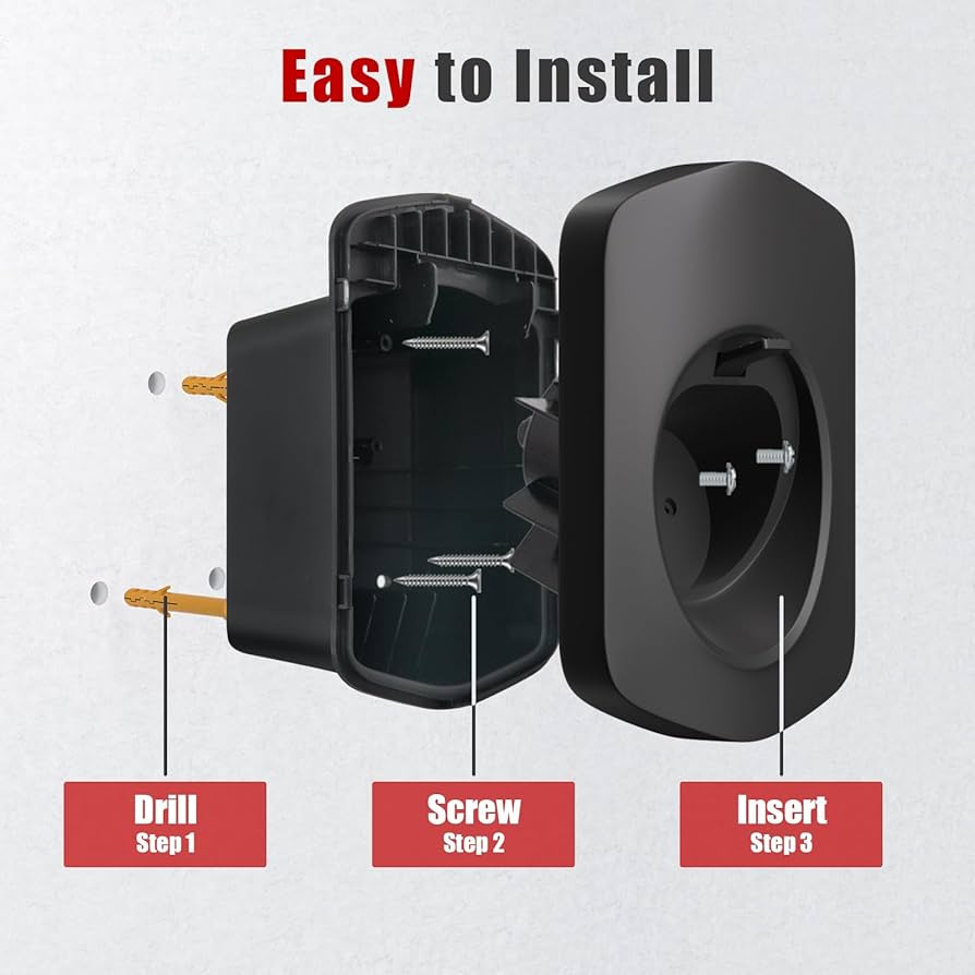 Wall Mount Charging Cable Type ABS Holder for Electric Car with IEC 62196-2 Plug