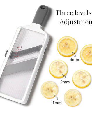 Problems Solved multi vegetable slicer and mandoline with stainless steel blades and adjustable safety guard for precise kitchen slicing.
