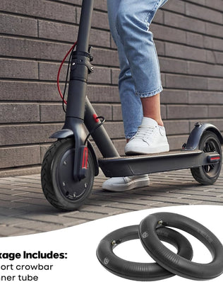 Problems Solved 8.5 inch electric scooter inner tube, 2-pack, compatible with various scooter models, shown inflated and ready for install.