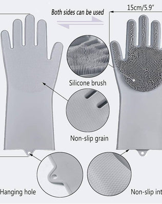 Pet Grooming Gloves, Gentle Dog Bathing Scrubber Gloves, Silicone Hair Removal Gloves