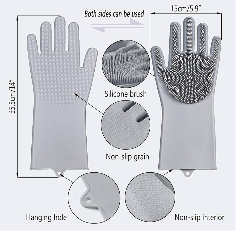Pet Grooming Gloves, Gentle Dog Bathing Scrubber Gloves, Silicone Hair Removal Gloves