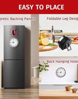 Problems Solved Visual Kitchen Timer, 60-minute mechanical timer for cooking, baking, and oven use, with a classic round face and dial.