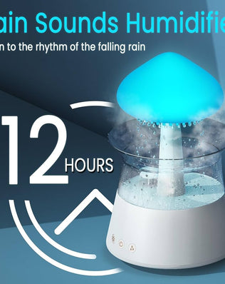 Cloud Humidifier with Remote Control, Waterfall Lamp, Mushroom Design, Rain Sounds