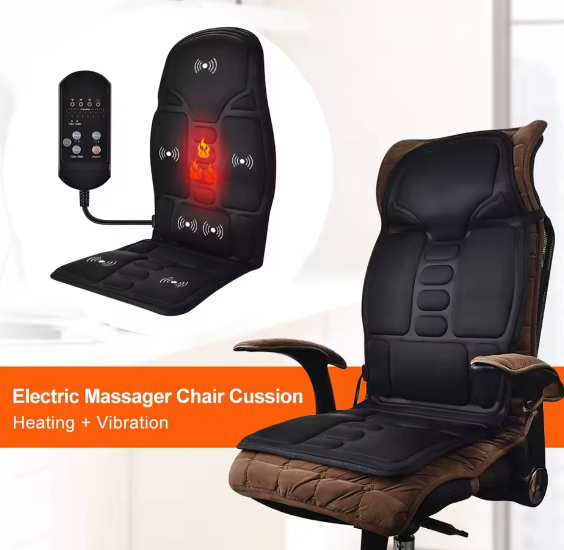 Massager Chair Pad Electric Heating Vibrating Cervical Neck Back Body Cushion - Problems Solved