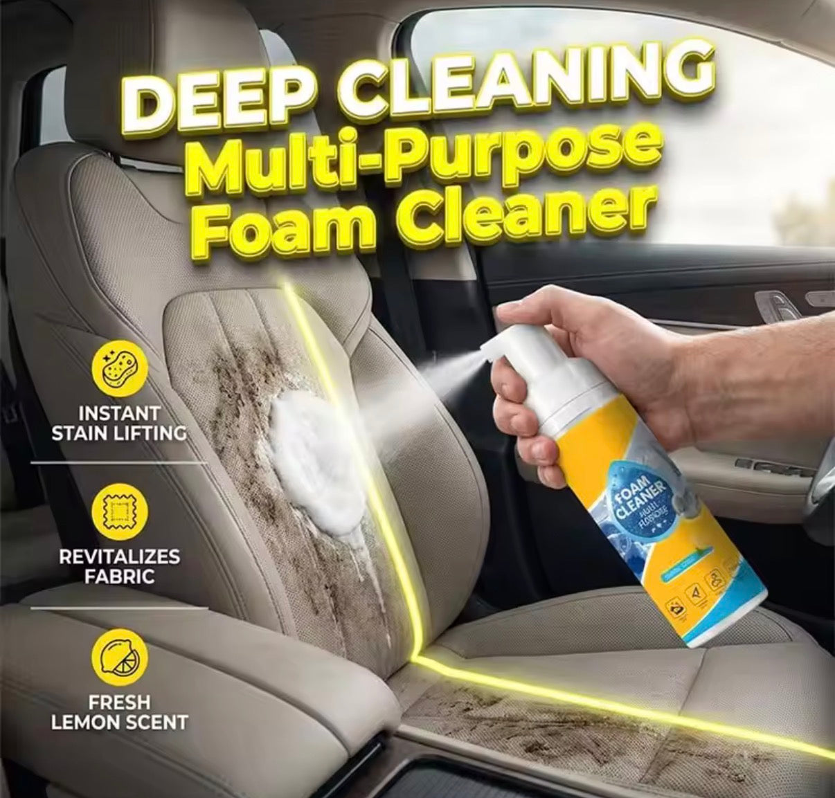 4-in-1 Multi-enzyme Foam Cleaner For Car Interior Leather Bathroom Sofa Clean Tool