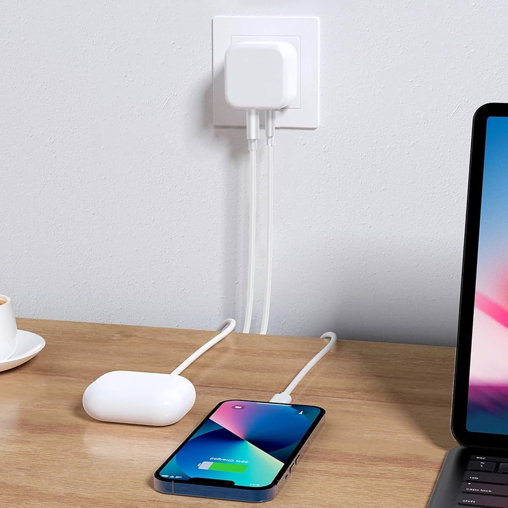 Problems Solved 20W USB C fast charger plug for iPhone, UK version, with USB C connector and compact design.