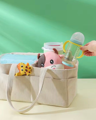 Baby Diaper Caddy Organizer for Changing Table (Cream)
