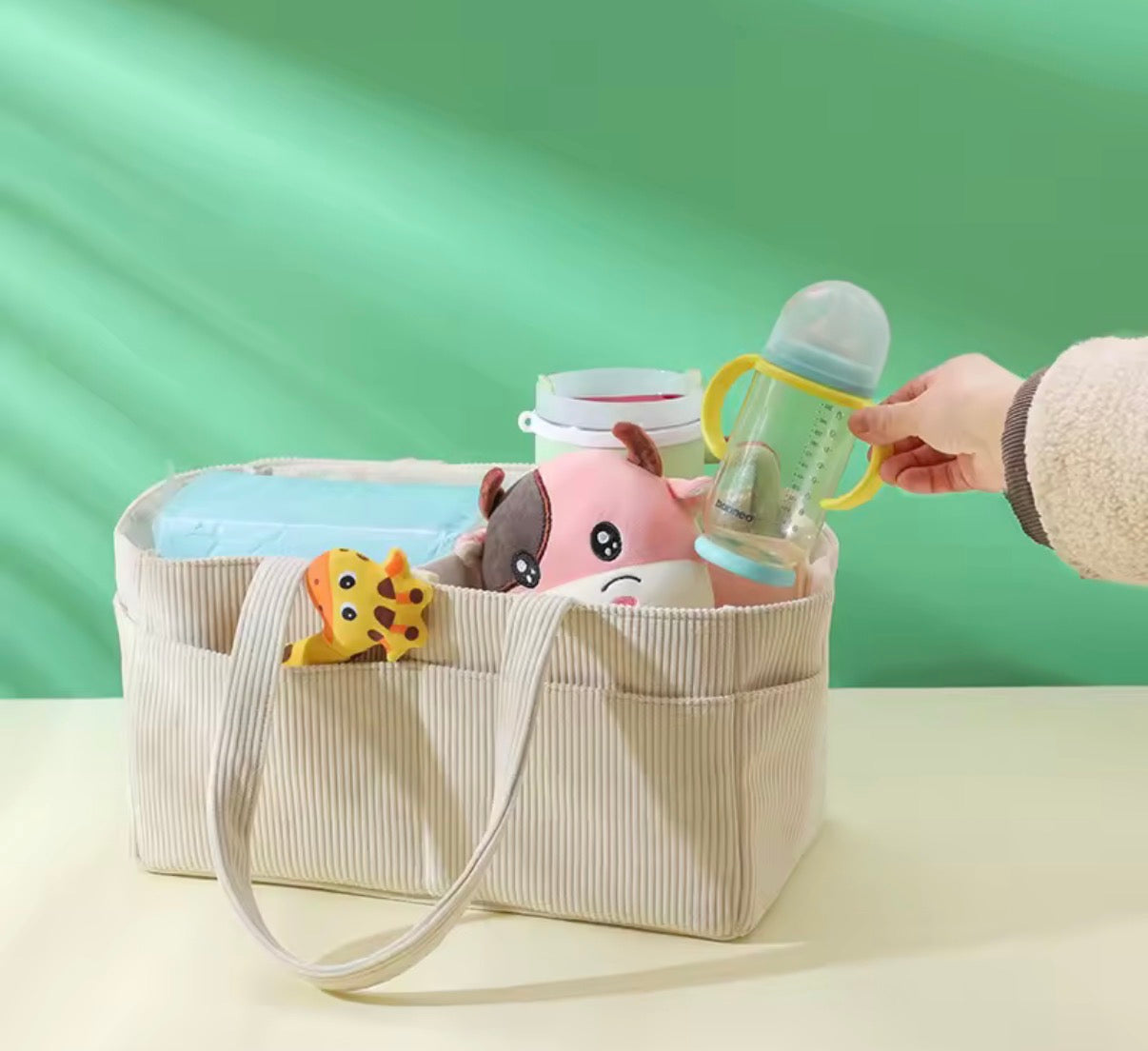 Baby Diaper Caddy Organizer for Changing Table (Cream)