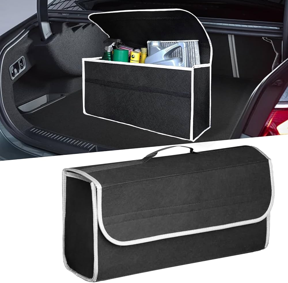 Car Boot Organiser Bag, Foldable Car Boot Organiser Storage, Anti Slip Felt Trunk