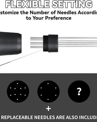 Problems Solved upgraded WDT tool with strong magnet for Breville Barista espresso coffee maker, showing the precision tool in hand.