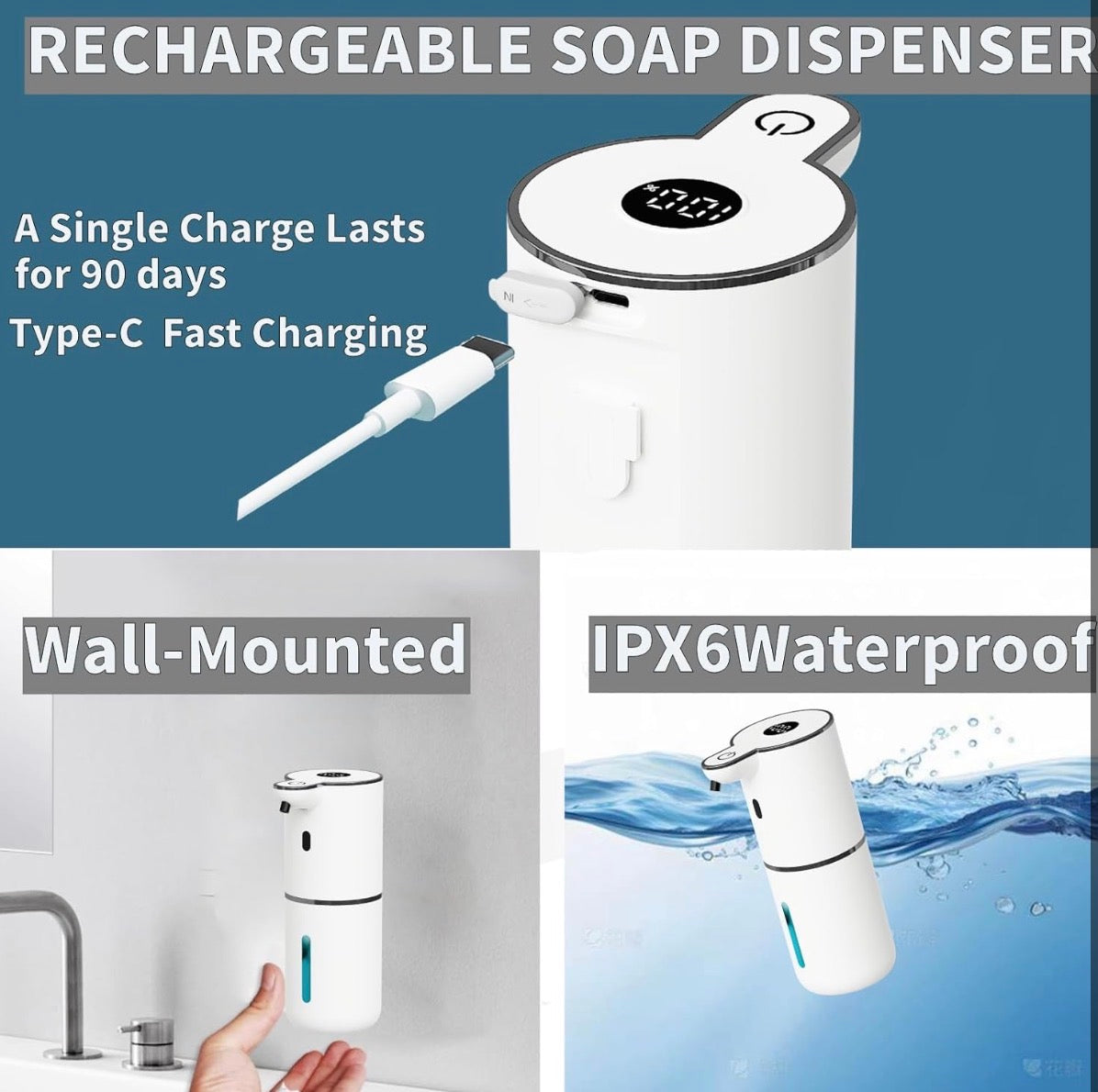 Problems Solved automatic touchless foaming soap dispenser with 6 adjustable levels, sleek design, and sensor for hands-free use
