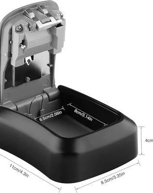 Problems Solved wall-mounted key safe lock box with numeric code, outdoor key holder for secure outdoor key storage.