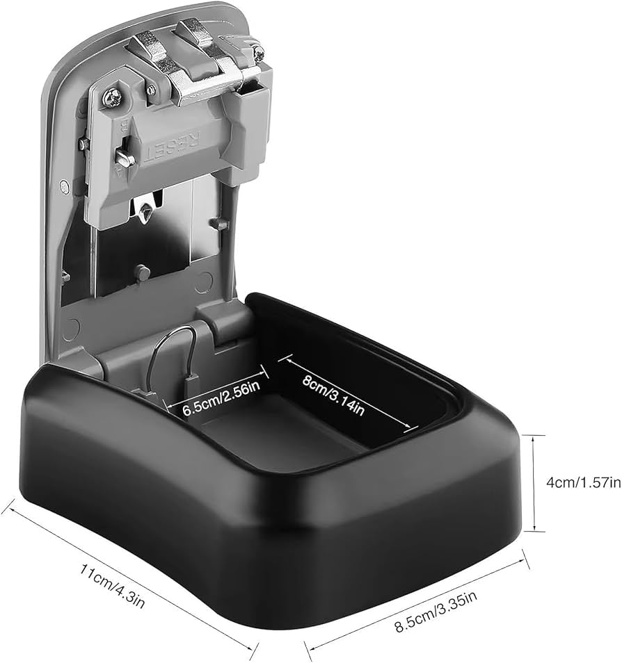 Problems Solved wall-mounted key safe lock box with numeric code, outdoor key holder for secure outdoor key storage.
