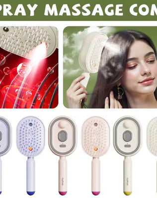 Electric Spray Air Massage Comb, Anti-Tangle & Essential Oil Mist Hair Straightener Brush