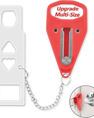 Problems Solved portable door lock for hotel travel safety, showing the secure lock device installed on a door for home or travel security.