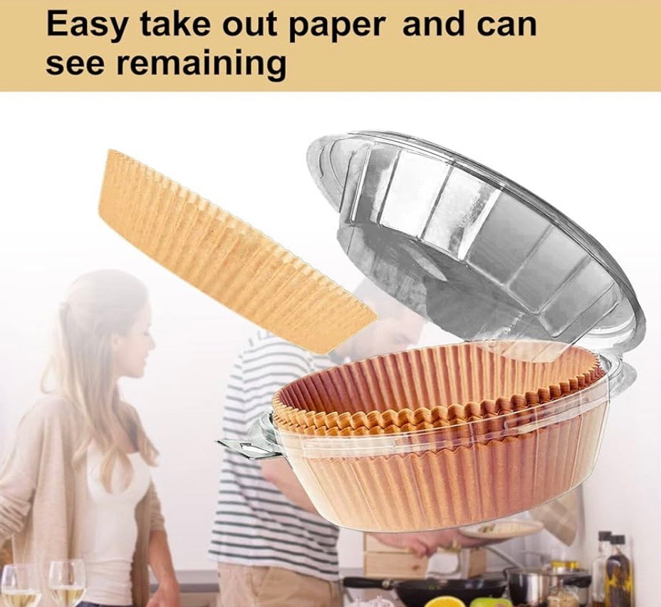 Large 10-inch Problems Solved Air Fryer disposable paper liner, round parchment non-stick liner for air fryer baskets.