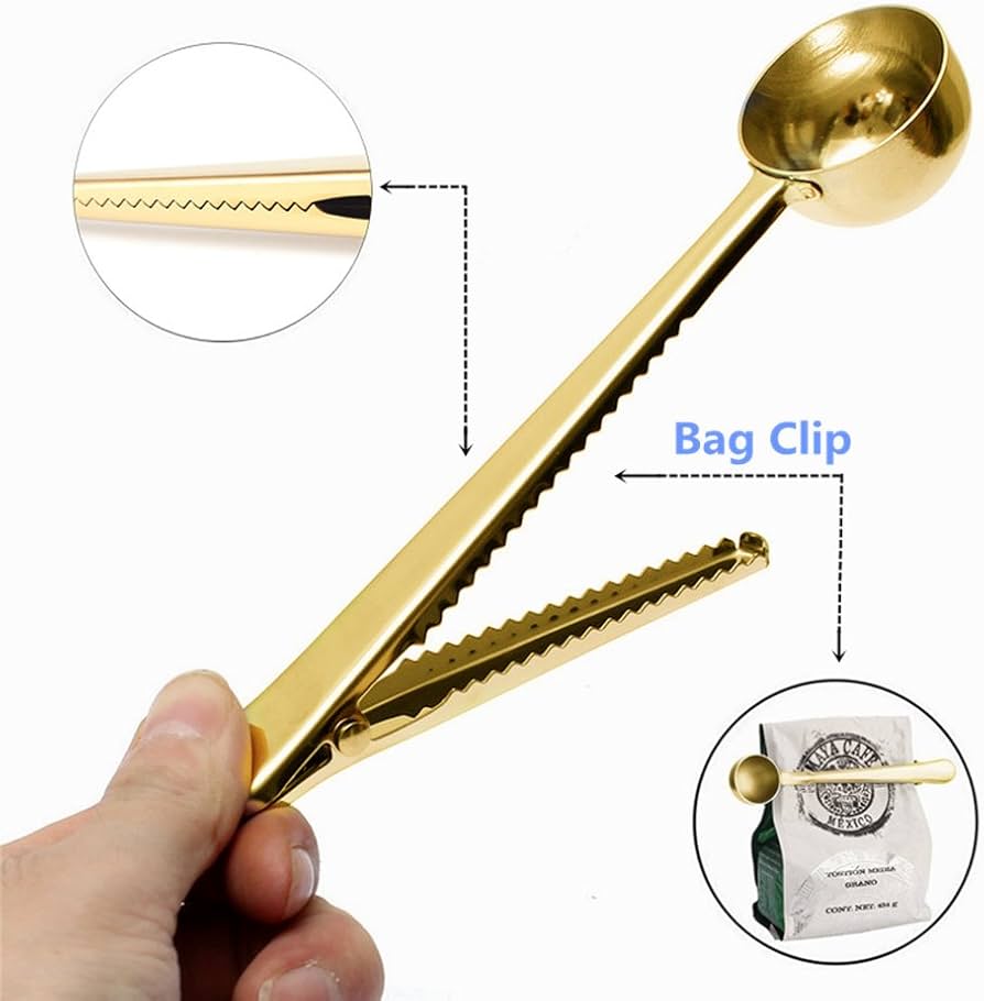 Angel mall Coffee Scoop, Stainless Steel Golden Multi function coffee spoon