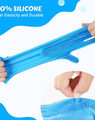Pet Grooming Silicone Gloves (Blue) Dog Gloves with Silicone Hair Removal Gloves