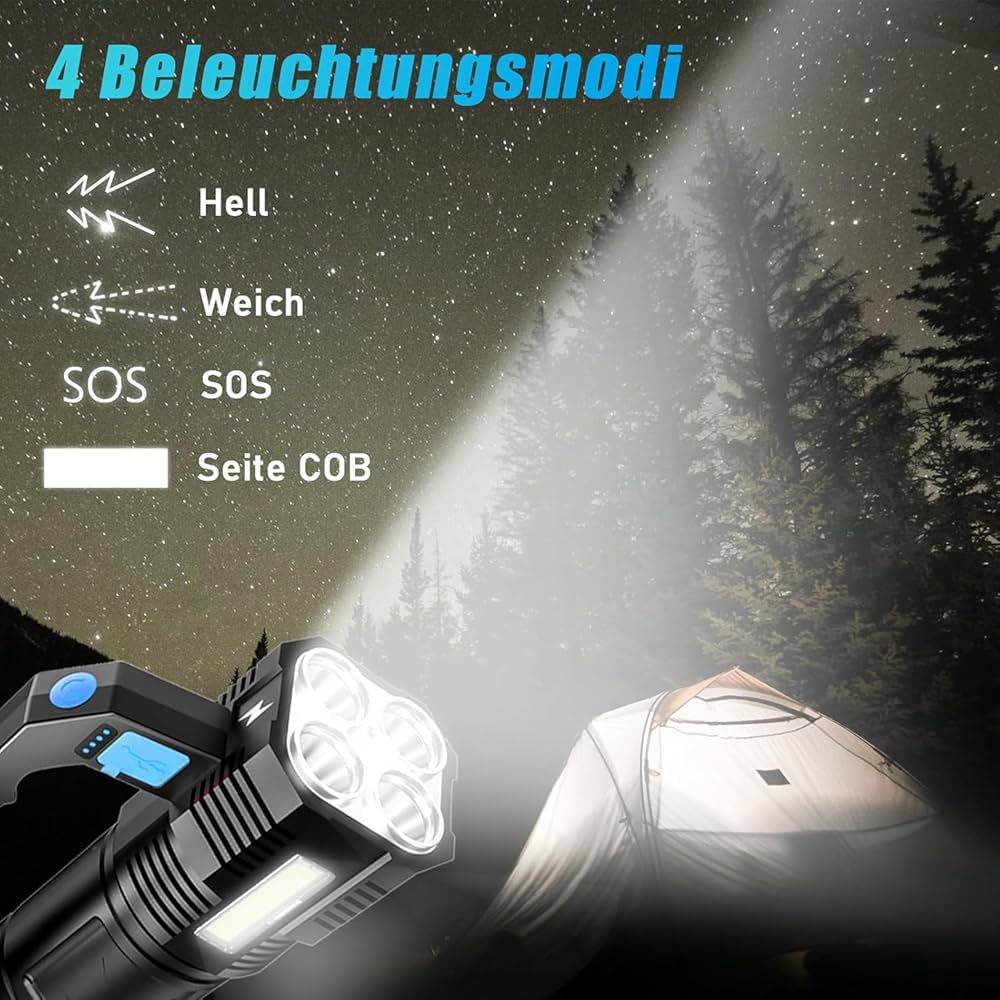 LED Flashlight Torch
Rechargeable COB Spotlight Lantern Work