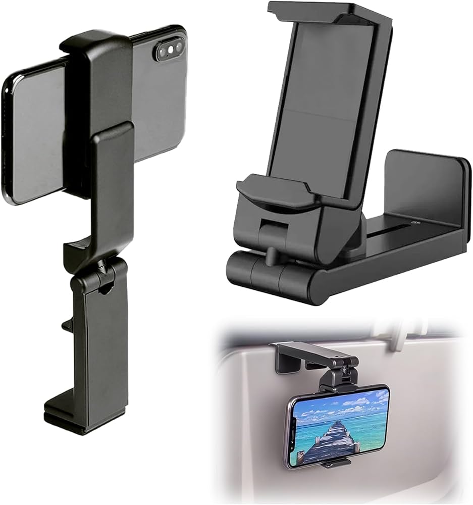 Problems Solved airplane in flight phone holder with 360° rotating clamp mounted on a car dashboard, adjustable and universal fit