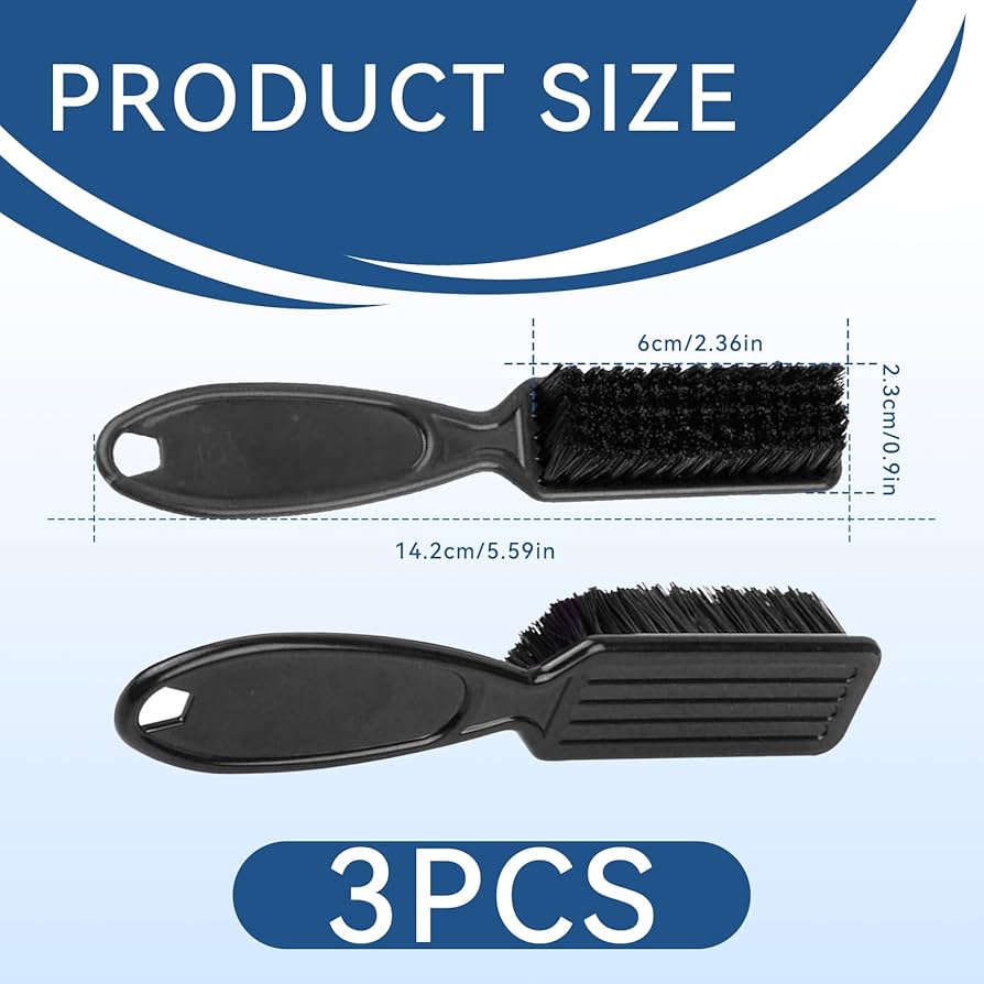 3PCS Fade Brush, Barber Beard and Hair Cleaning Brush Nylon Vintage Oil Head Duster