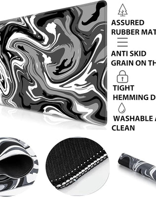 Extended large Problems Solved mouse mat desk pad with non-slip rubber base and stitched edges, measuring 70x30cm.