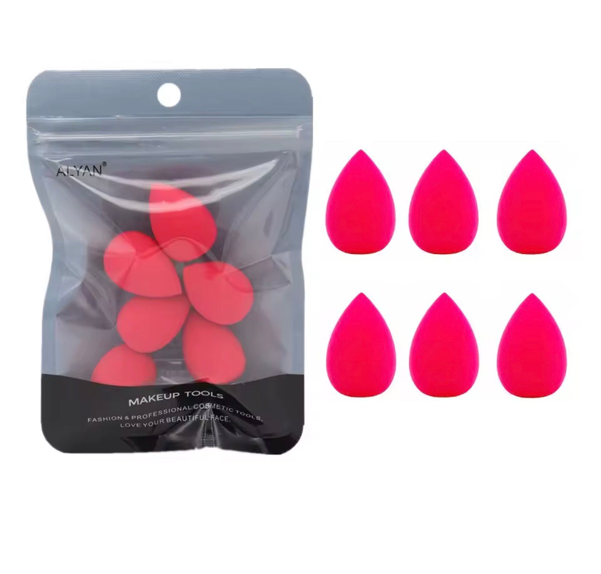 Problems Solved 6-pack mini makeup sponge set with small beauty blenders for foundation and powder application, soft and versatile.
