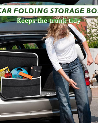 Car Boot Organiser Bag, Foldable Car Boot Organiser Storage, Anti Slip Felt Trunk