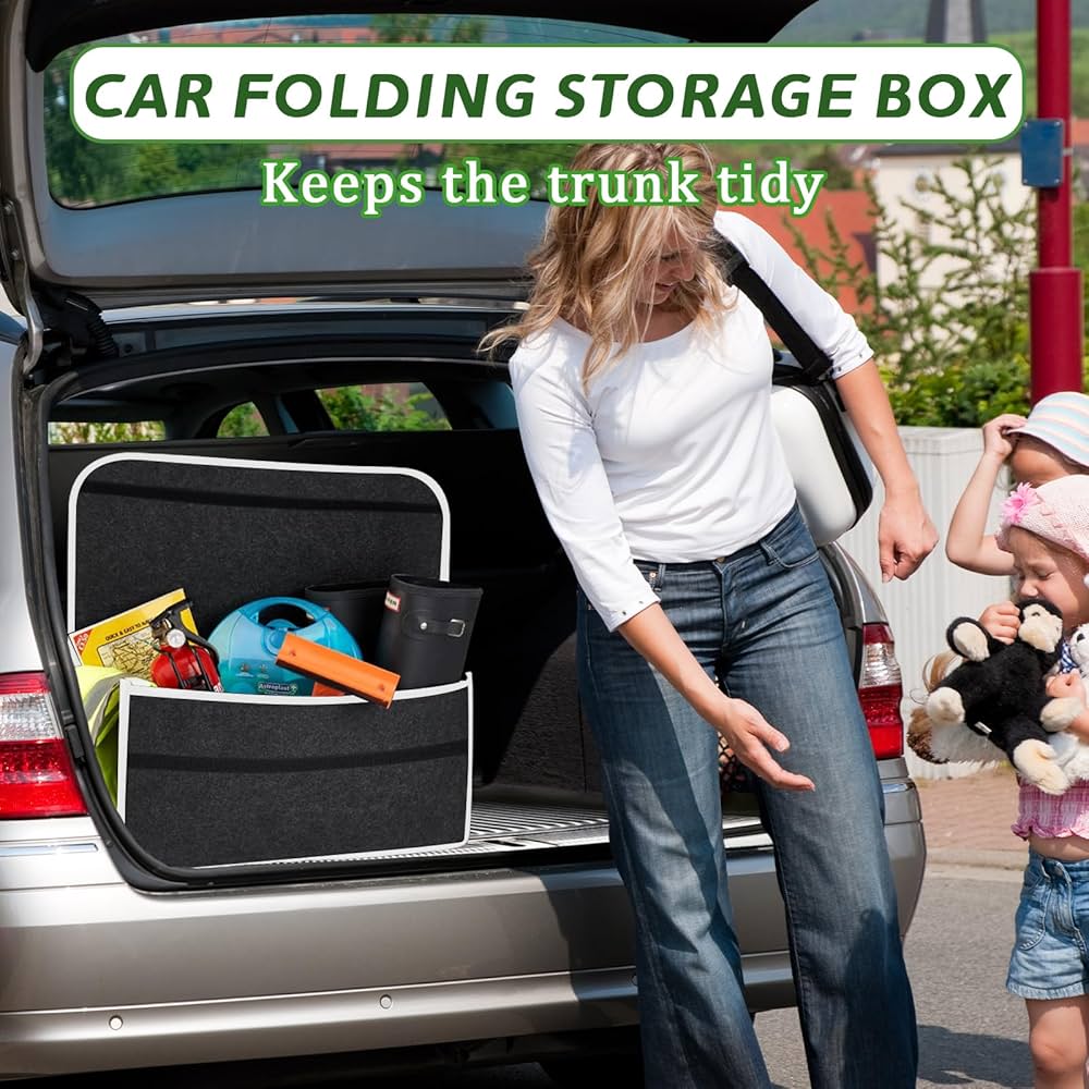 Car Boot Organiser Bag, Foldable Car Boot Organiser Storage, Anti Slip Felt Trunk