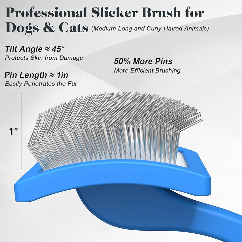 2PCS Slicker Brush for Dogs & Pet Comb, Professional Dog Grooming Brush