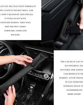 2 Piece Car Seat Gap Plug, Car Seat Gap Filler, Gap Filler Car Gap, Black, 46 x 7 cm