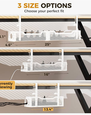 Under Desk Cable Management Tray White, Cinati Cable Management Under Desk