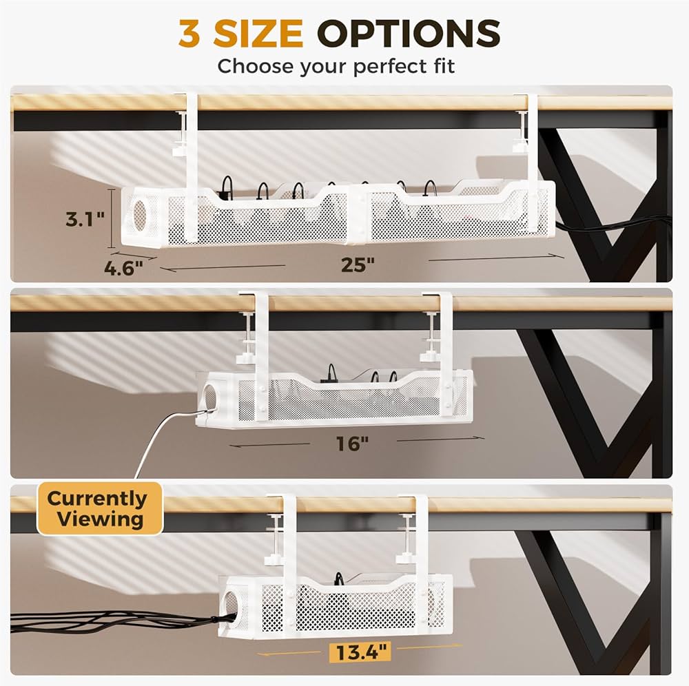 Under Desk Cable Management Tray White, Cinati Cable Management Under Desk