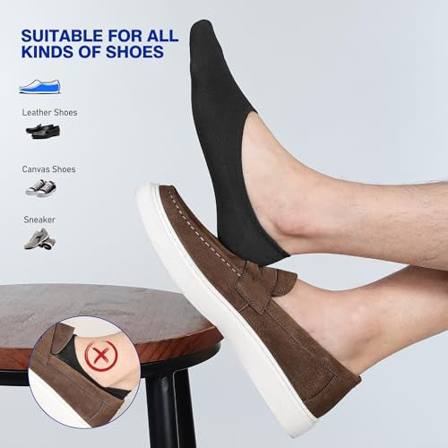 Six pairs of Problems Solved no-show invisible cotton socks for unisex size L, designed for low-profile, hidden loafer wear.