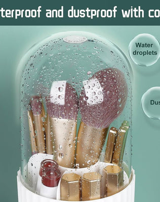 Makeup Brush Holder with Lid, 360 Degree Makeup Brush Organizer Rotating