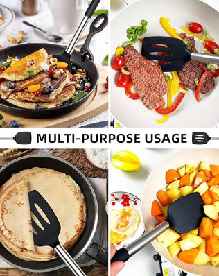 Pack of 2 Silicone Spatula Turner, Non Stick Slotted Kitchen Spatulas