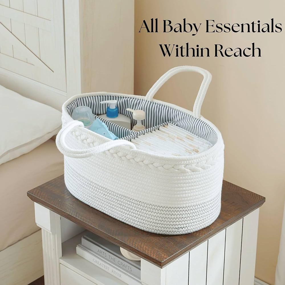 luxury little Nappy Caddy Organiser, Large - Cotton Rope Baby Diaper Organiser