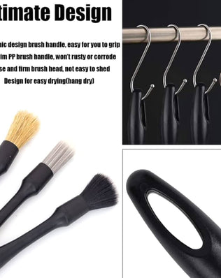 3pcs Car Detailing Brushes Set Soft Auto Detailing Brush Kit Interchangeable Different Sized