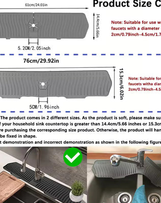 Long Silicone Sink Faucet Splash Guard Mat 2PCS - Problems Solved