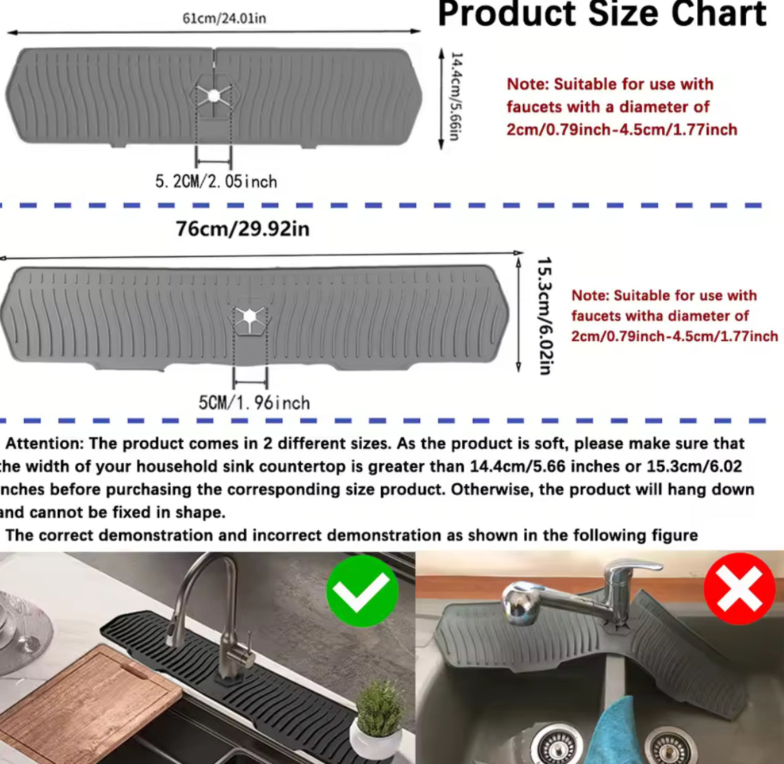 Long Silicone Sink Faucet Splash Guard Mat 2PCS - Problems Solved
