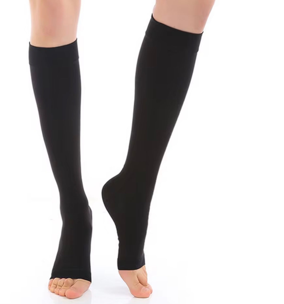 Open toe medical compression socks for women and men by Problems Solved, 20-30mmHg Class 2, designed for leg support and circulation
