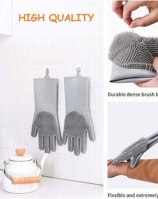 Pet Grooming Gloves, Gentle Dog Bathing Scrubber Gloves, Silicone Hair Removal Gloves